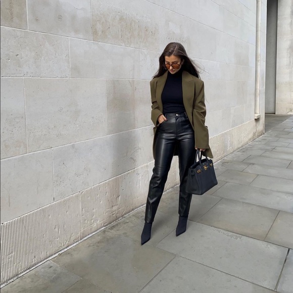 Mother Faux Leather Looker Skinny Jeans in Black - Lyst